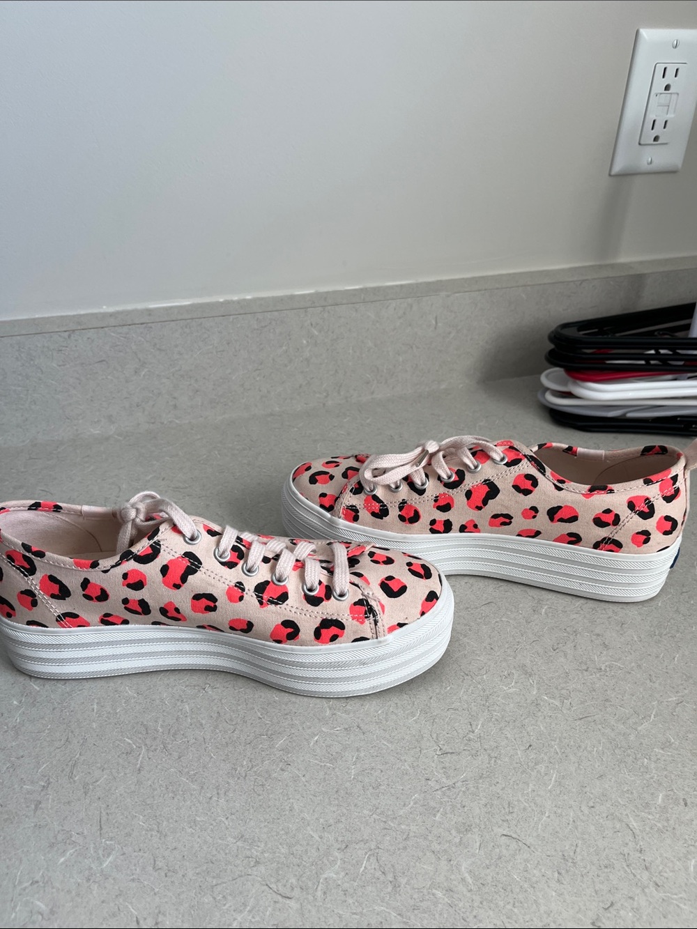 Keds Pink Leopard-Print Platform Sneakers